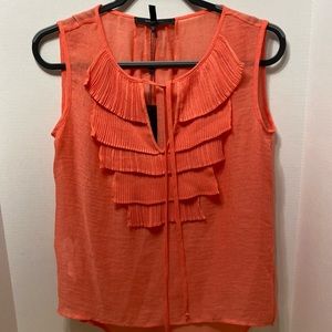 BCBG Maxazria Orange Sleeveless Blouse Small